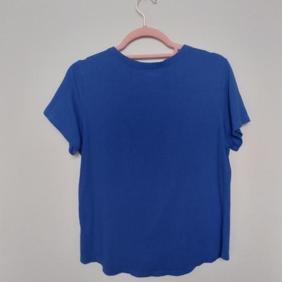 Old Navy Blue and White Oh Hey Vacay Cotton Crew Neck Graphic Tee Size Medium - Picture 3 of 7